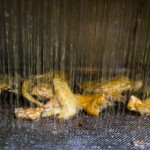 Molten hot grease, raining from above